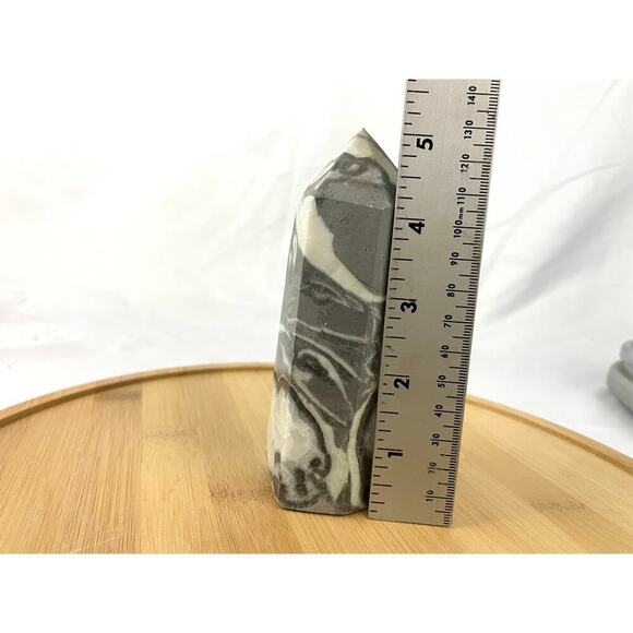 Zebra Jasper Crystal 5" Tall Natural Healing Stone Tower 467g - Picture 6 of 14